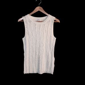 Current Air Elegant White Cable Knit Sleeveless Top Ladies Medium